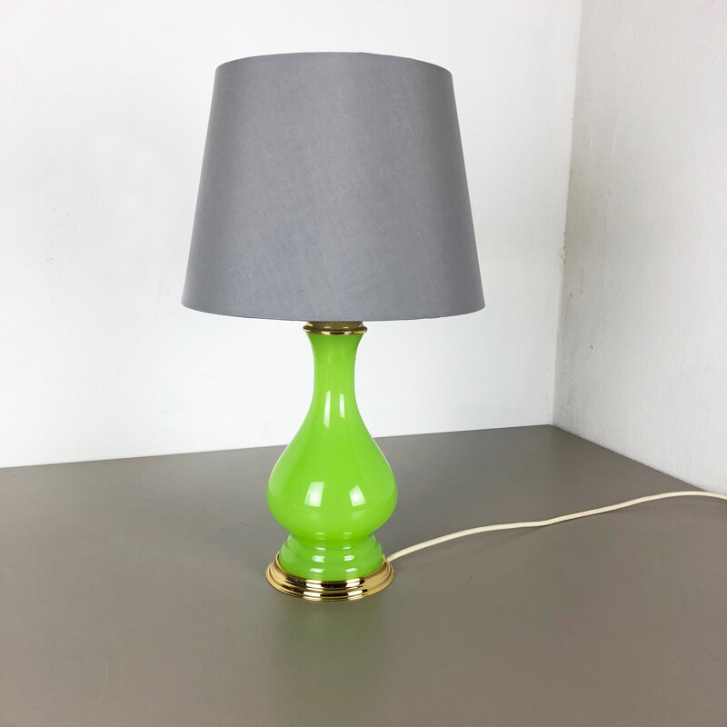 Vintage New Old Stock Opaline Murano Glass Green Table Light by Cenedese Vetri 1960s