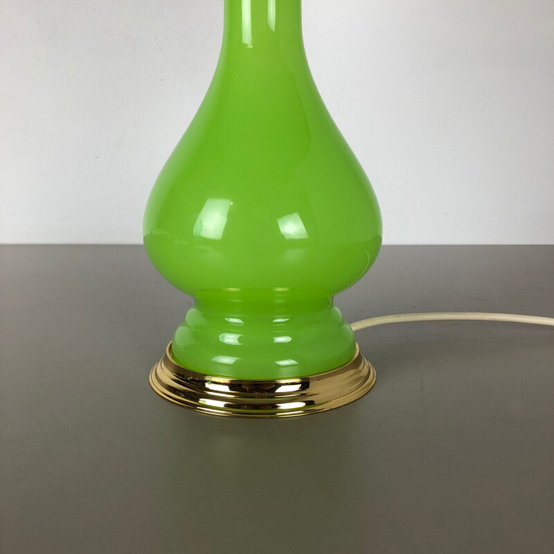 Vintage New Old Stock Opaline Murano Glass Green Table Light by Cenedese Vetri 1960s