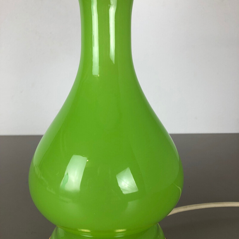 Lampe de table vintage neuve en verre de Murano opalin vert de Cenedese Vetri 1960