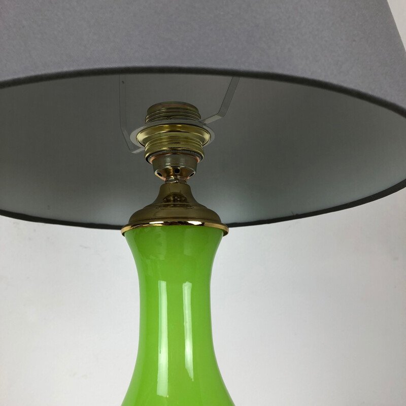 Vintage New Old Stock Opaline Murano Glass Green Table Light by Cenedese Vetri 1960s