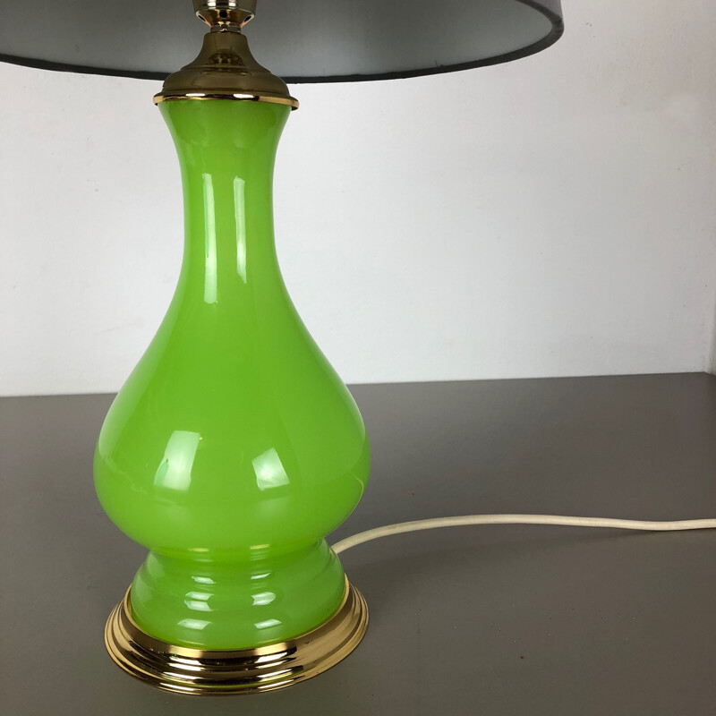 Vintage New Old Stock Opaline Murano Glass Green Table Light by Cenedese Vetri 1960s