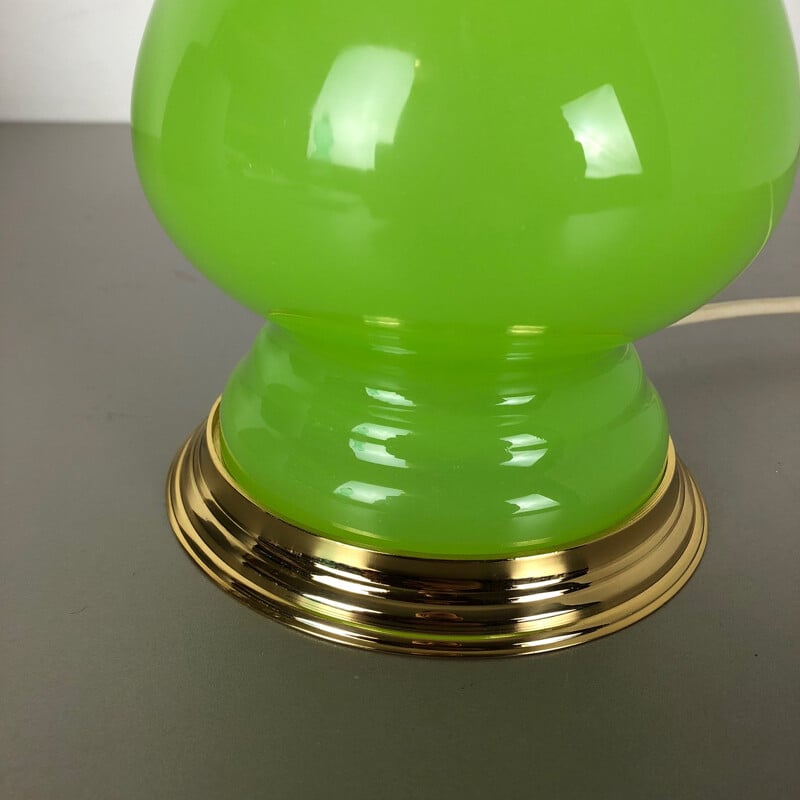 Vintage New Old Stock Opaline Murano Glass Green Table Light by Cenedese Vetri 1960s