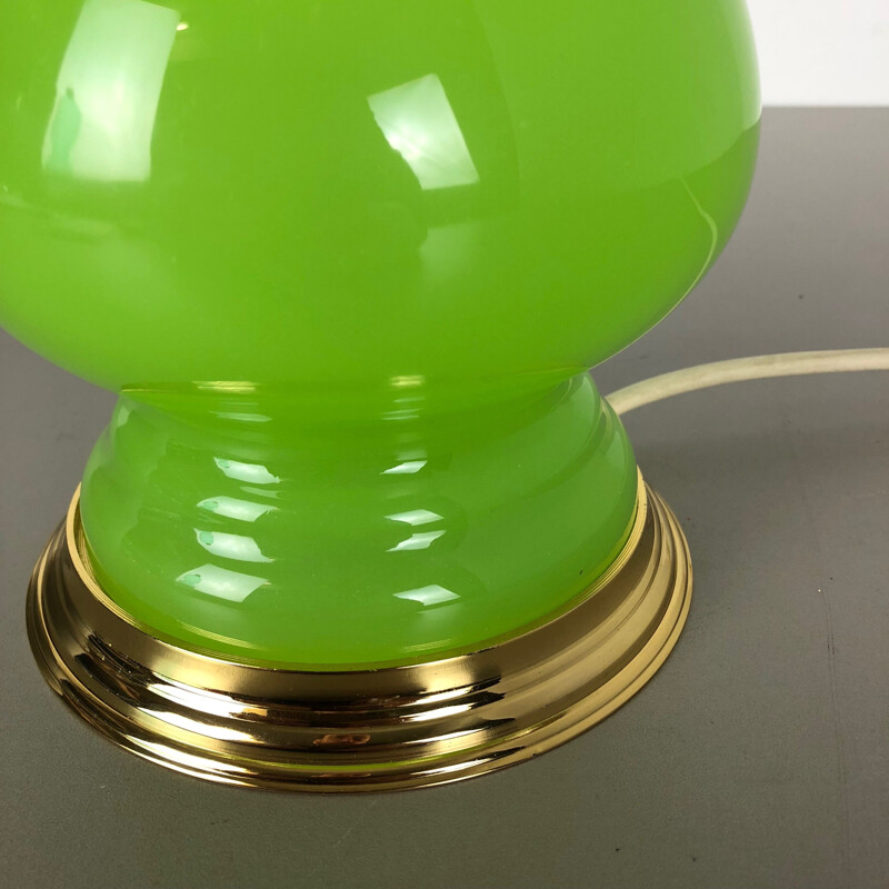 Lampe de table vintage neuve en verre de Murano opalin vert de Cenedese Vetri 1960