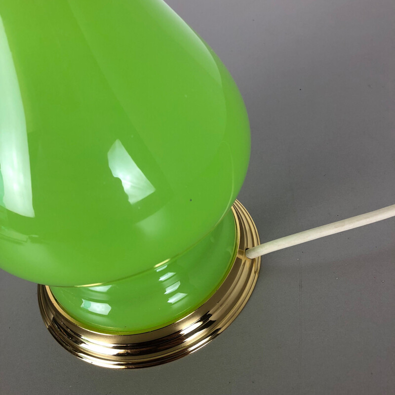 Vintage New Old Stock Opaline Murano Glass Green Table Light by Cenedese Vetri 1960s