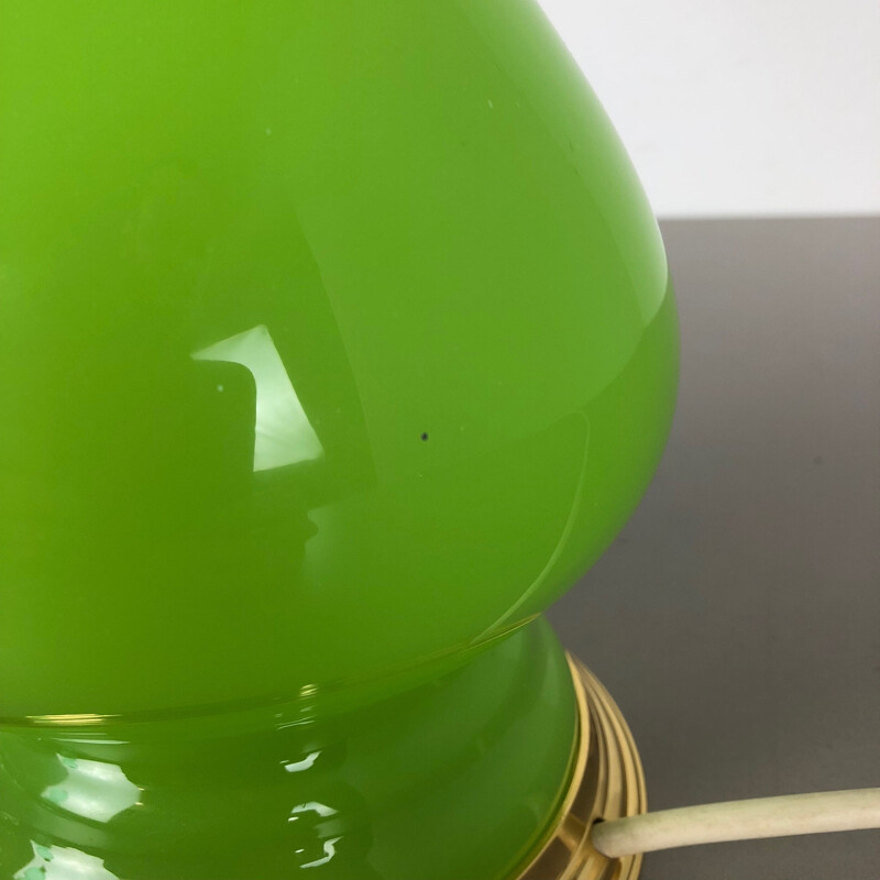 Vintage New Old Stock Opaline Murano Glass Green Table Light by Cenedese Vetri 1960s