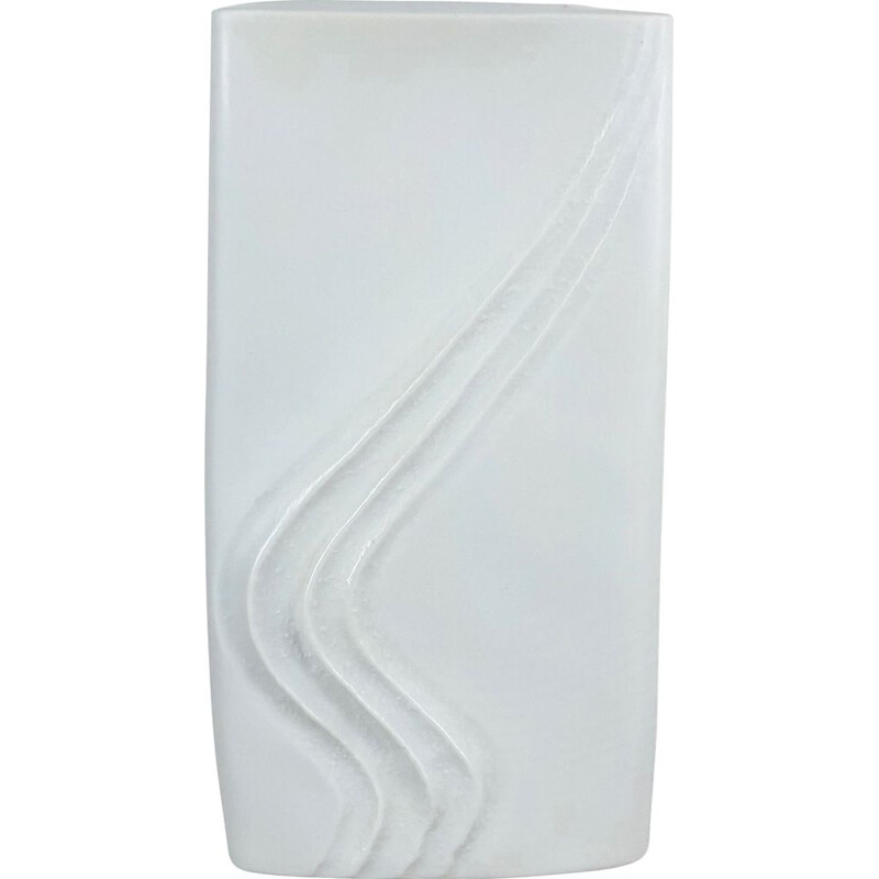 Large vintage OP Art porcelain vase by Martin Freyer for Rosenthal, Germany 1970