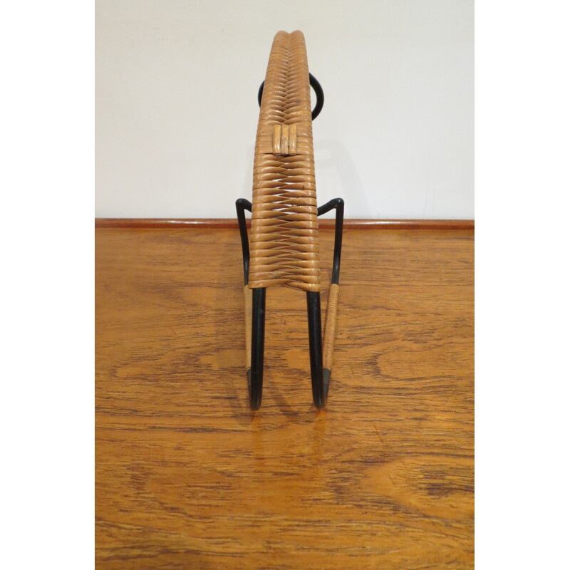Vintage metal and rattan bottle holder by Laurids Lonborg, 1960