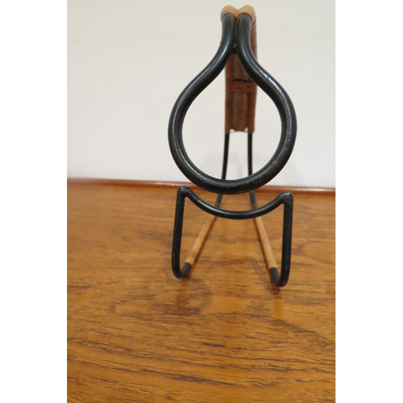 Vintage metal and rattan bottle holder by Laurids Lonborg, 1960