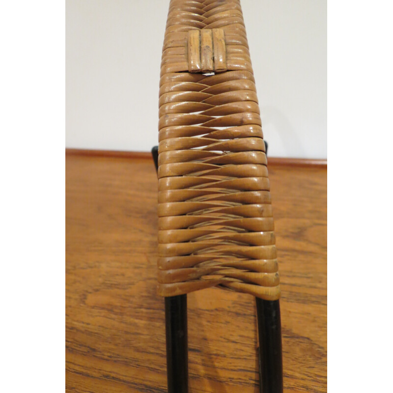 Vintage metal and rattan bottle holder by Laurids Lonborg, 1960