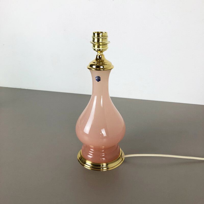 Vintage New Old Stock Opaline Murano Glass Rose Table Desk Light Cenedese Vetri 1960s