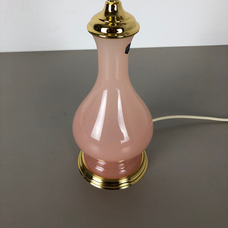 Lampe de table vintage Opaline verre de Murano Rose Cenedese Vetri 1960