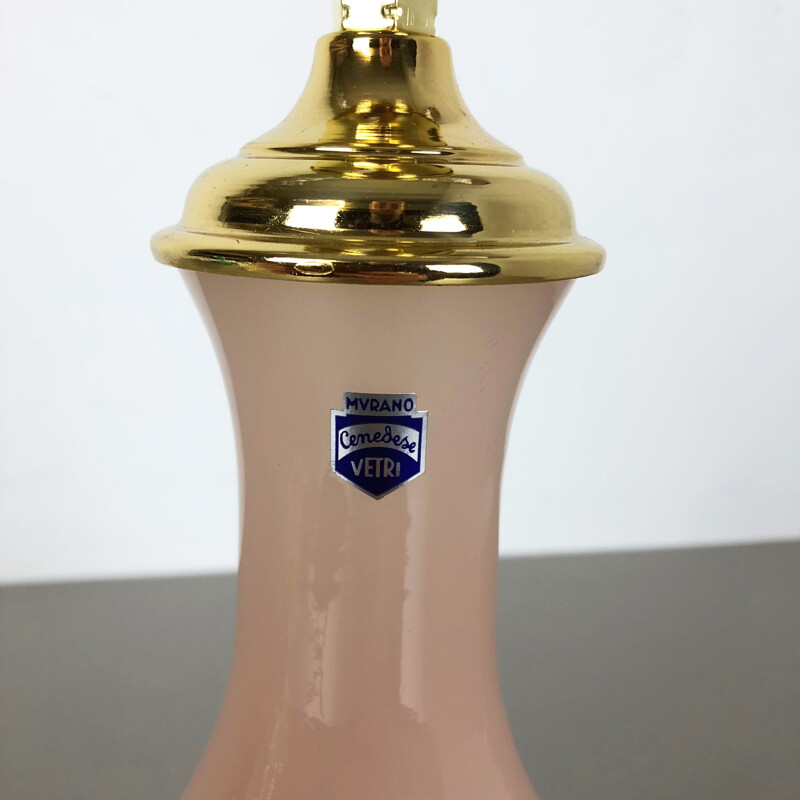 Vintage Opaline Murano glas tafellamp Roze Cenedese Vetri 1960