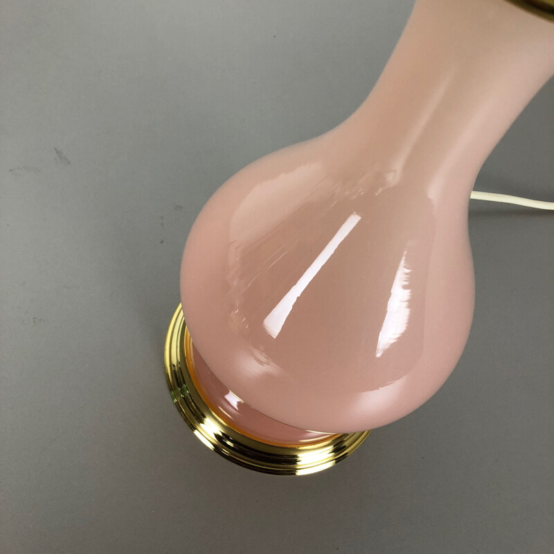 Lampe de table vintage Opaline verre de Murano Rose Cenedese Vetri 1960