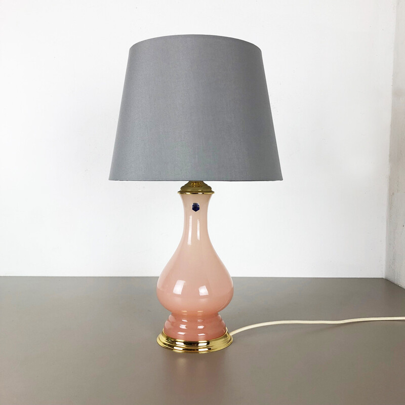 Lampada da tavolo vintage in vetro opalino di Murano Rosa Cenedese Vetri 1960