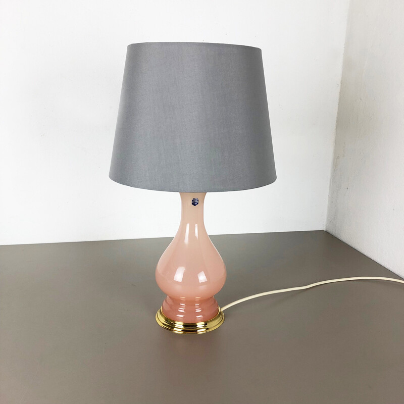 Lampada da tavolo vintage in vetro opalino di Murano Rosa Cenedese Vetri 1960