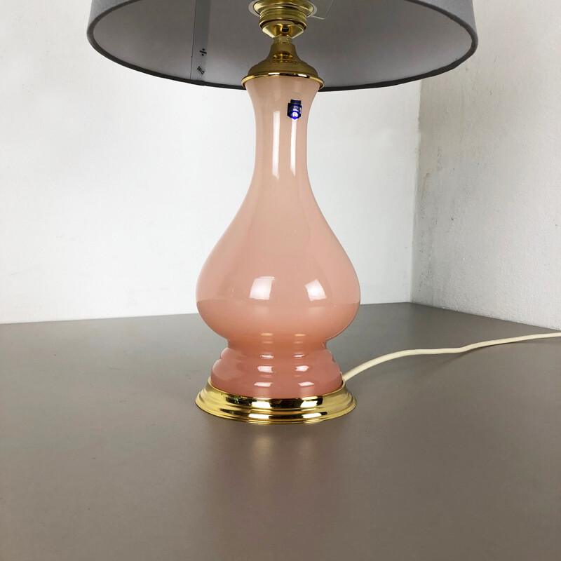 Lampada da tavolo vintage in vetro opalino di Murano Rosa Cenedese Vetri 1960