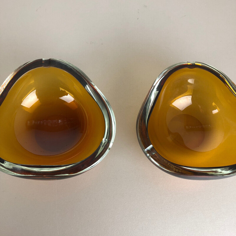 Pair of vintage New Old Stock Murano Ashtray Elements Antonio da Ros for Cenedese 1960s