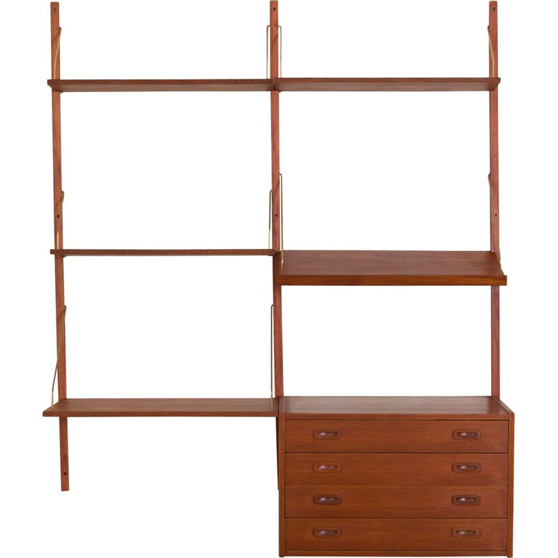 Vintage Teak wall unit with a desk and chest of drawers Cadovius Sorensen Denmark 1960s