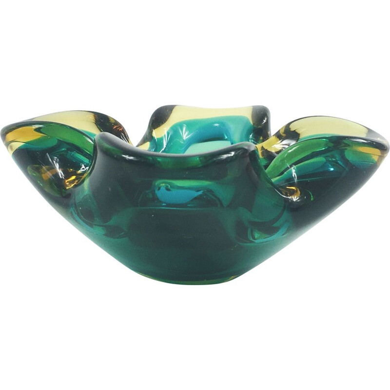 Mid-Century Murano Sommerso Glass Ashtray  Bowl 1960s