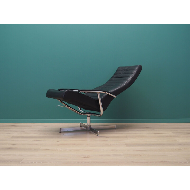 Vintage Leather swivel armchair Bolia Danish 1970s