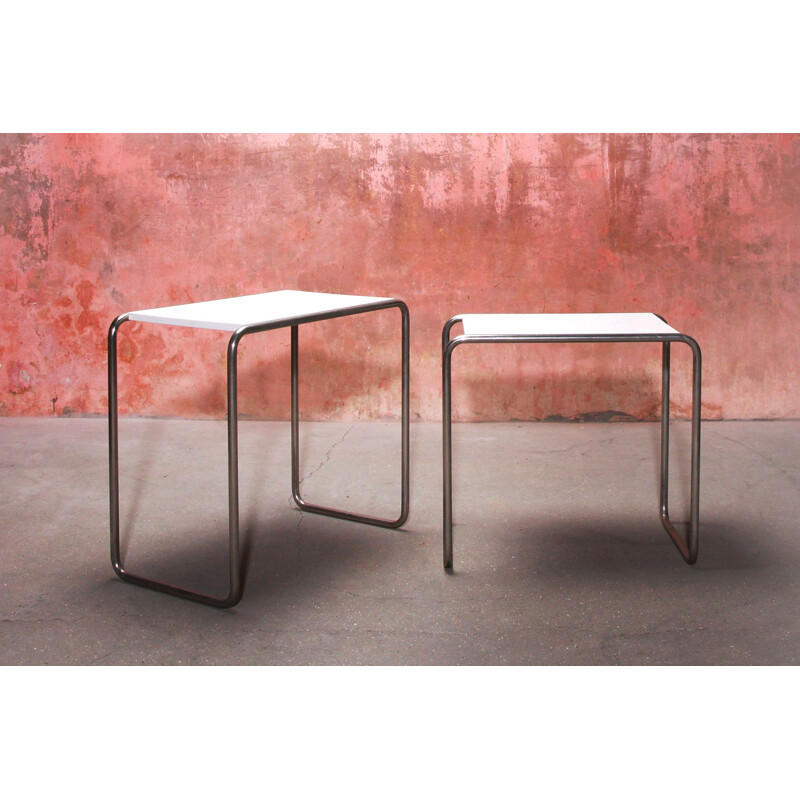 Paire de tables d'appoint vintage originales Breuer Bauhaus arcel B9