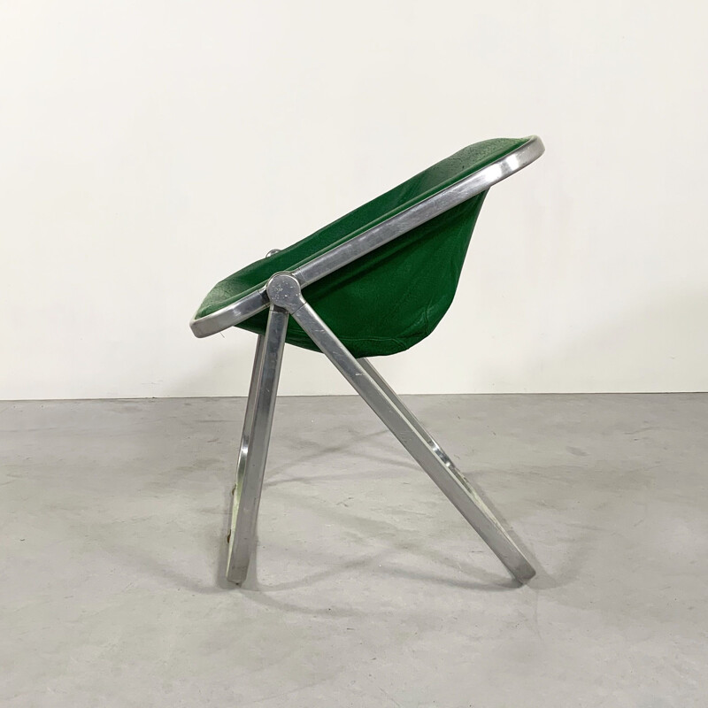 Chaise vintage Plona en cuir vert de Giancarlo Piretti pour Castelli 1970