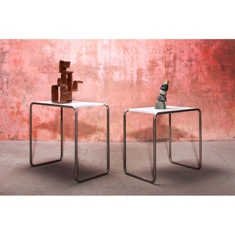 Paire de tables d'appoint vintage originales Breuer Bauhaus arcel B9