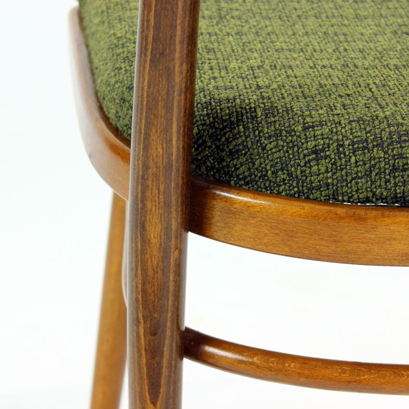 Set of 4 vintage Dining Chairs In Oak & Fabric By Interier Praha Czechoslovakia 1966