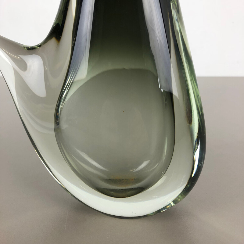 Vase vintage Sommerso en verre de Murano multicolore et lourd Italie 1970