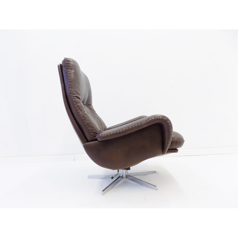 Vintage De Sede dark brown leather armchair