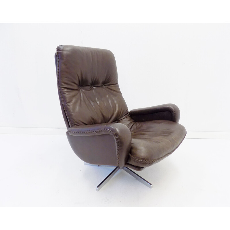 Vintage De Sede dark brown leather armchair