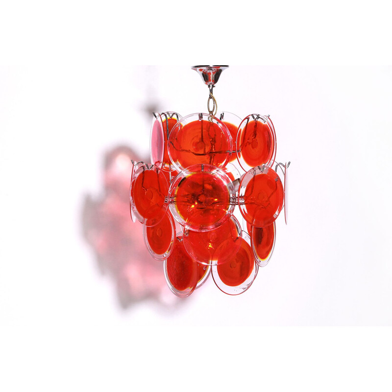 Vintage Gino Vistosi For Mazzega 24 Disk Murano Glass Chandelier 1970s