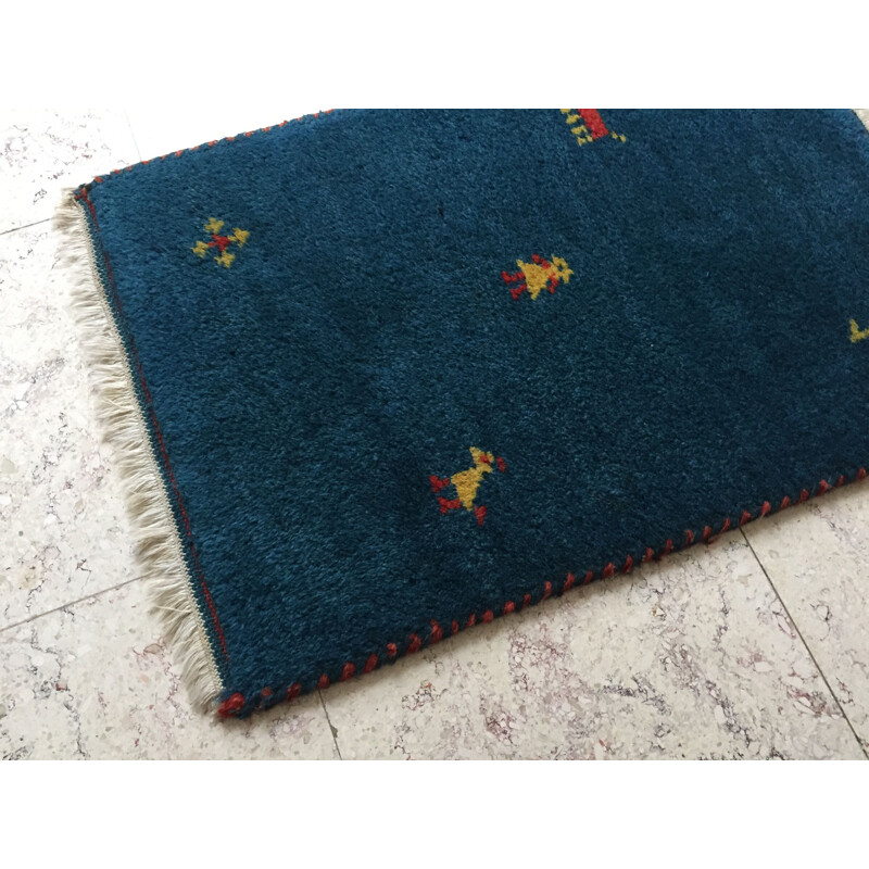 Vintage carpet Bleu Gabbeh 100 wool 1980s