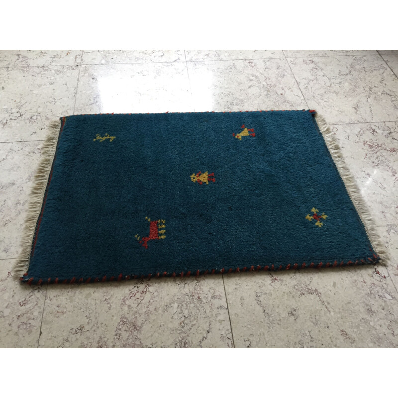 Vintage carpet Bleu Gabbeh 100 wool 1980s