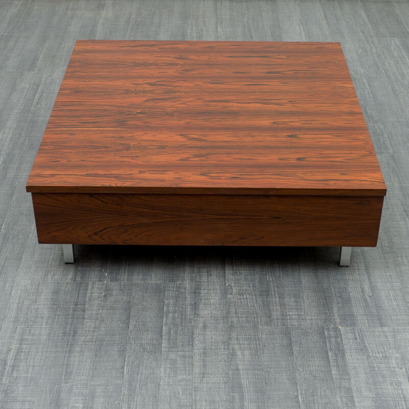 Table basse vintage cubique avec fonction dépliante en palissandre 1970