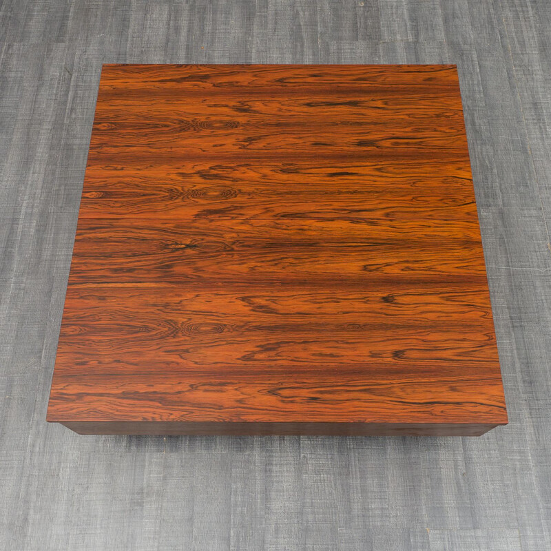 VIntage cubical coffeetable with fold-out function rosewood 1970s