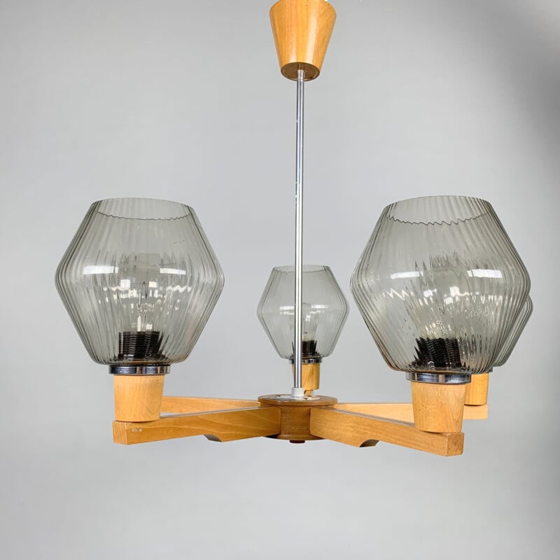 Vintage chandelier by Drevo Humpolec, Czechoslovakia 1970