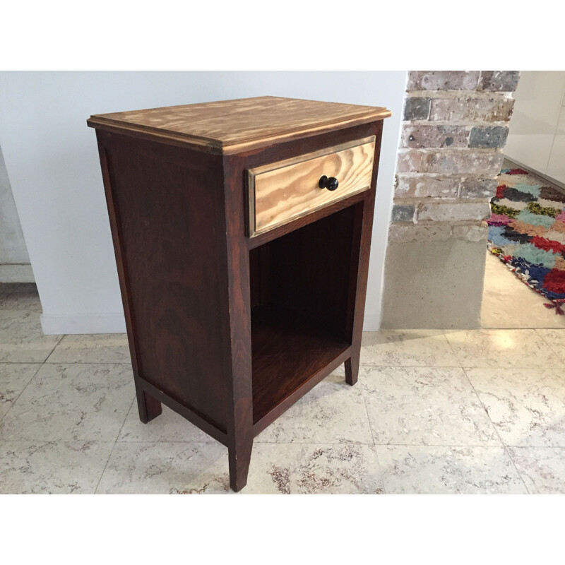 Vintage bedside cabinet with compass feet
