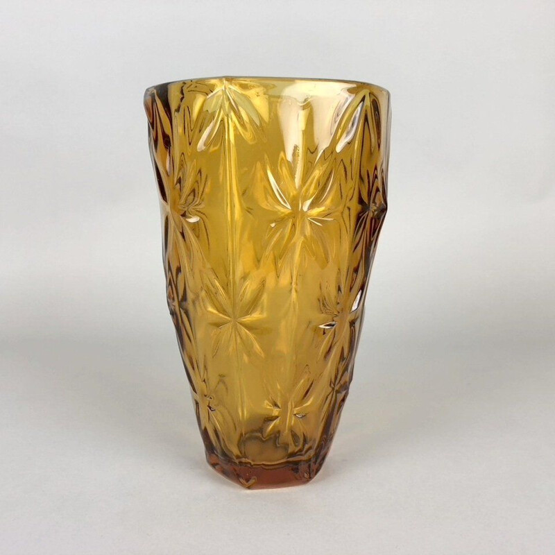 Vaso de vidro âmbar vintage, 1970