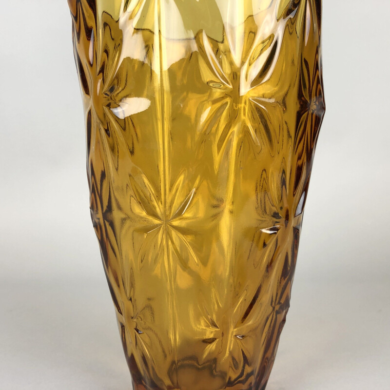 Vintage amber glazen vaas, 1970
