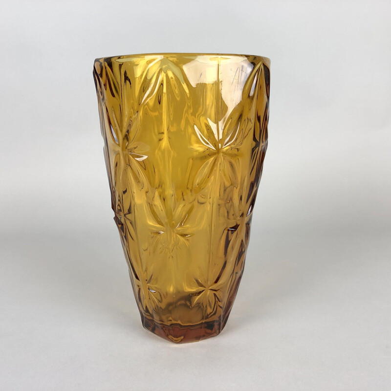 Vintage amber glass vase, 1970