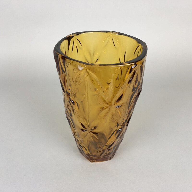 Vase vintage en verre ambré, 1970