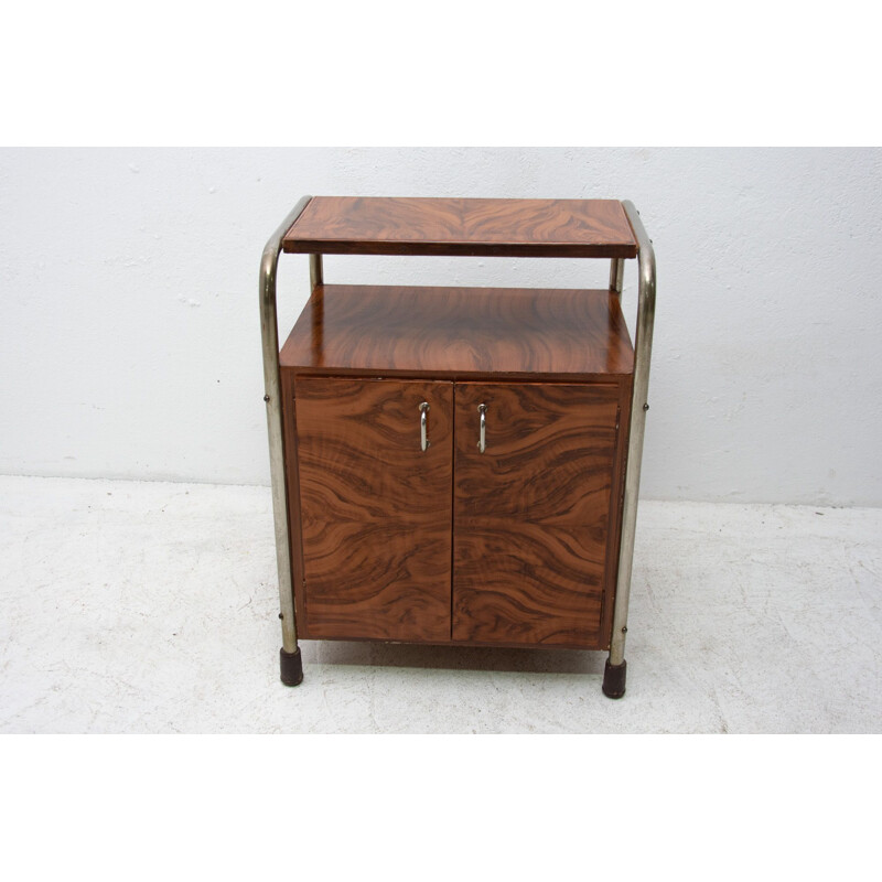 Vintage Art Deco Bauhaus stand in Walnut Bohemia 1930s