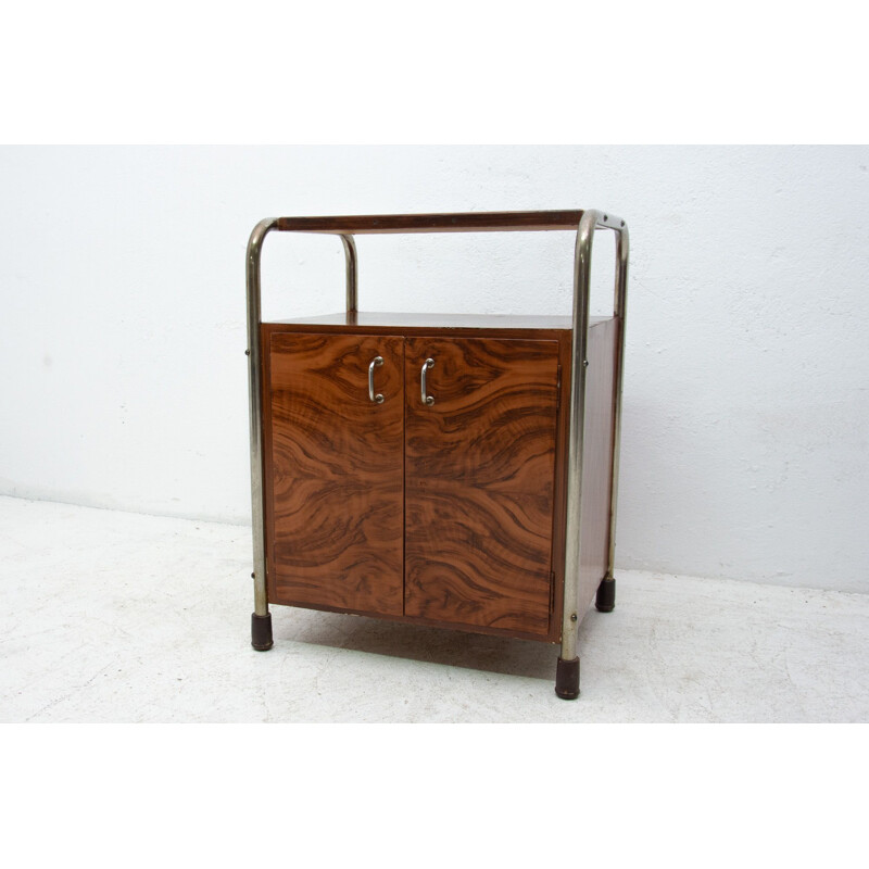 Vintage Art Deco Bauhaus stand in Walnut Bohemia 1930s