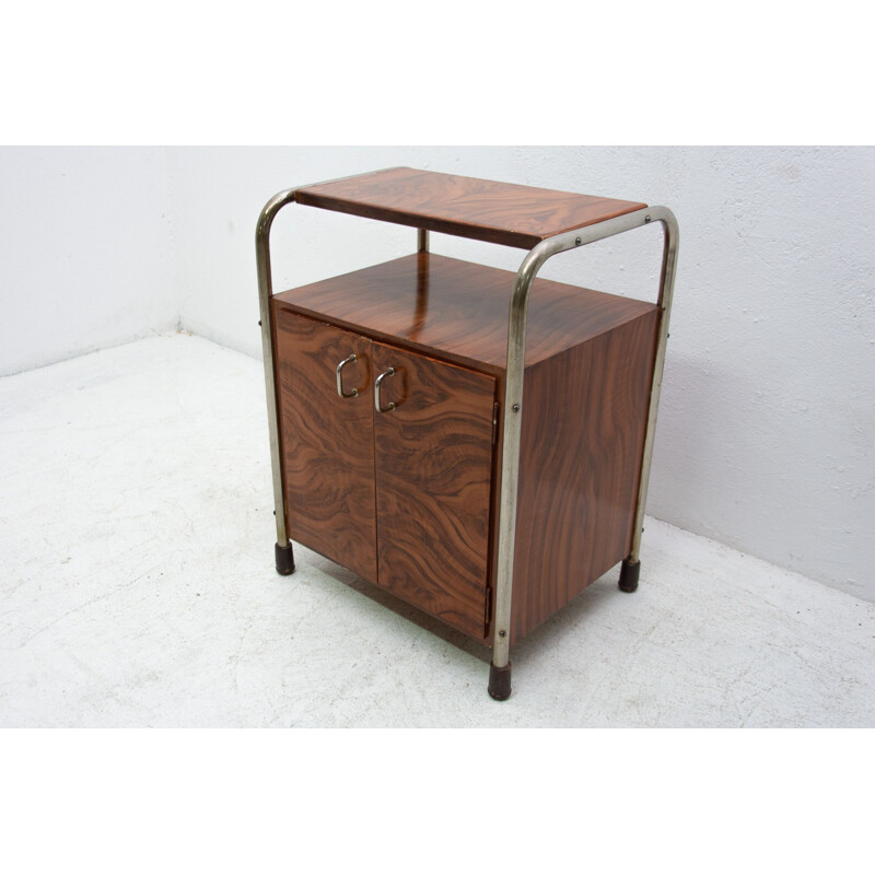 Vintage Art Deco Bauhaus stand in Walnut Bohemia 1930s