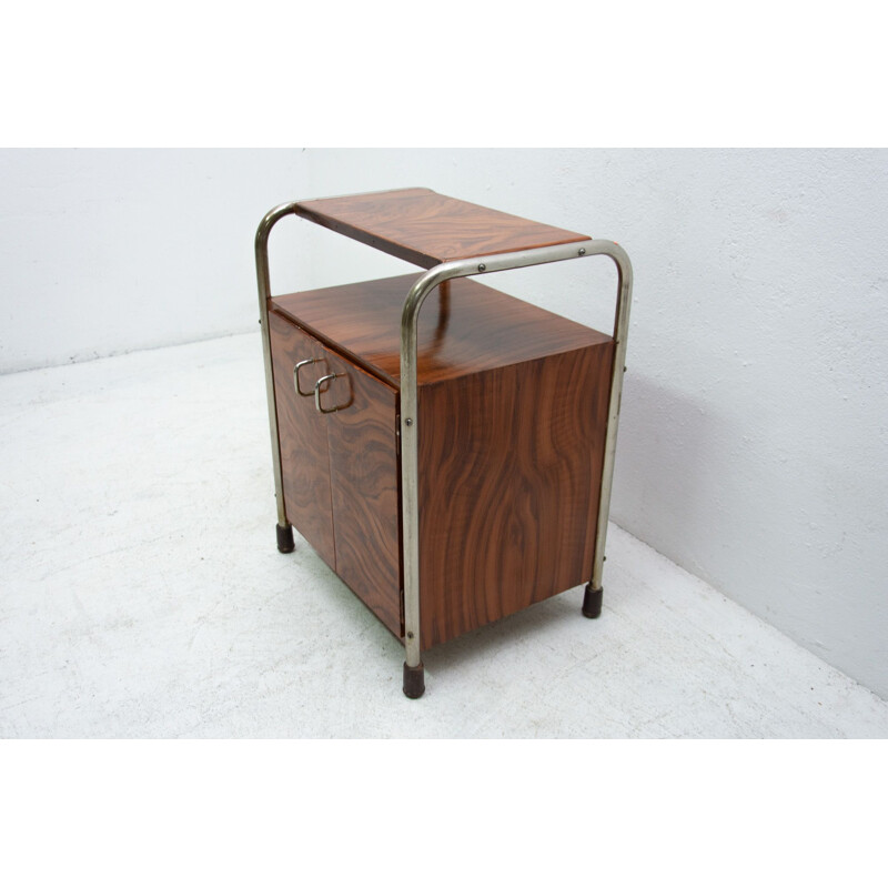 Vintage Art Deco Bauhaus stand in Walnut Bohemia 1930s