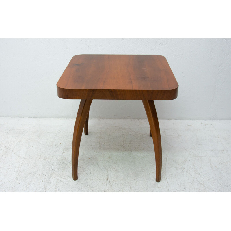 Vintage walnut spider table "H-259" by Jindrich Halabala, Czechoslovakia 1950