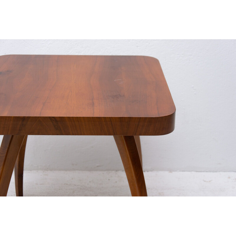 Vintage walnut spider table "H-259" by Jindrich Halabala, Czechoslovakia 1950