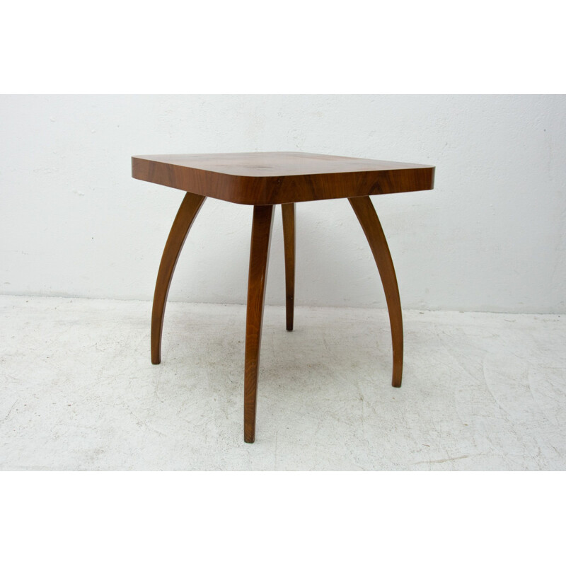 Vintage walnut spider table "H-259" by Jindrich Halabala, Czechoslovakia 1950