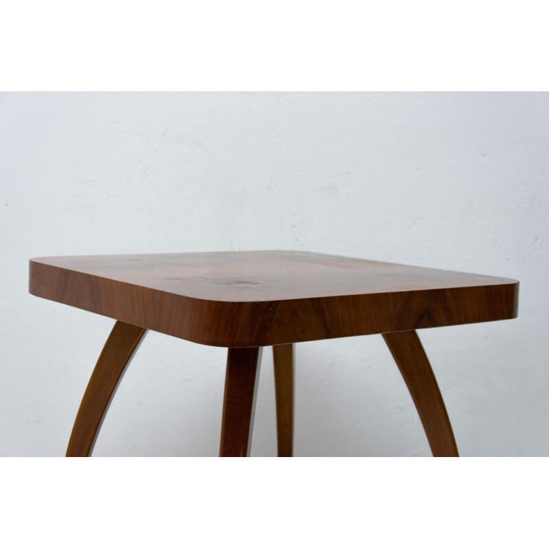 Vintage walnut spider table "H-259" by Jindrich Halabala, Czechoslovakia 1950